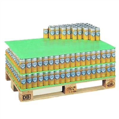 Glazen flessen blikjes gegolfde kunststof palletlaagkussens
